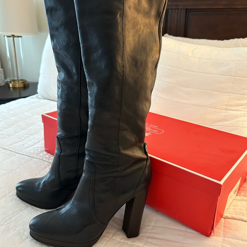 Coach Ambar Black Leather Boots 10